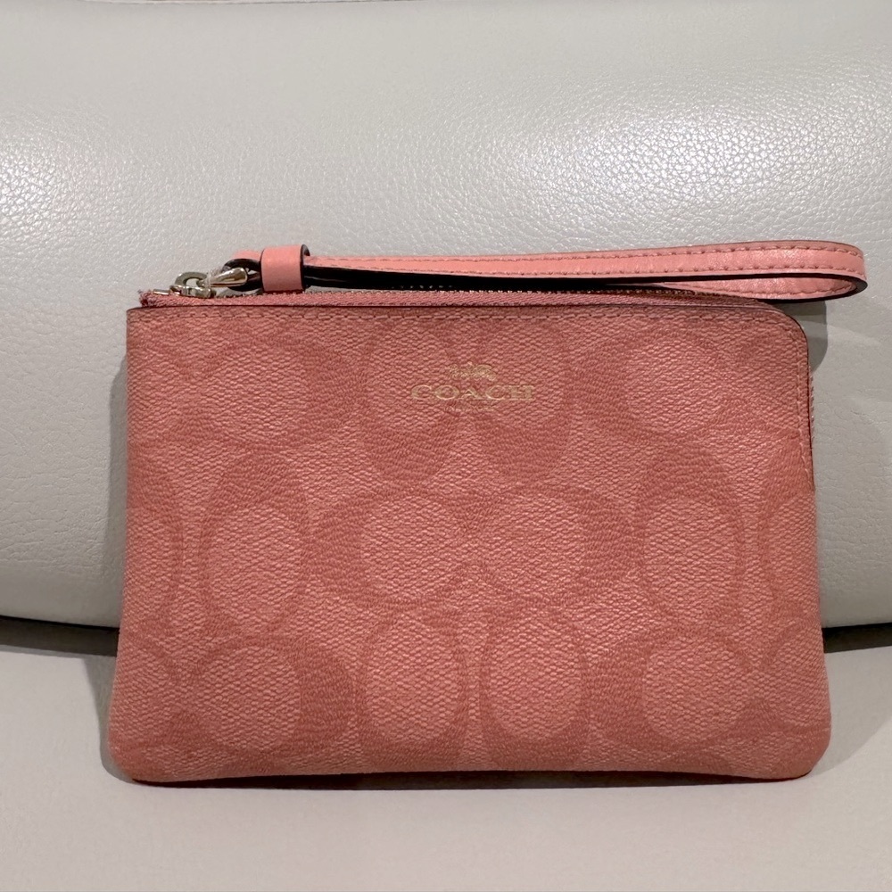 Coach Coral/Pink Wristlet Clutch